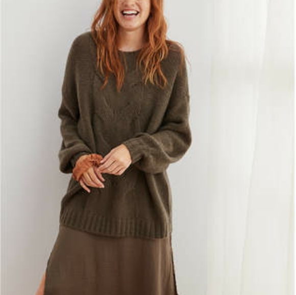 Aerie 🐑 Wool Blend Oversized Happy Place Cable - Picture 6 of 8